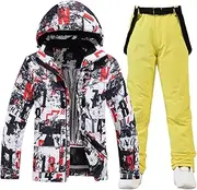 [Generic] Men's Ice Snow Sets Outdoor Sports Snowboarding Clothing Waterproof Breathable Skiing Wear Jackets And Strap Pants