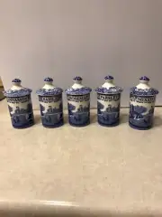 Set Of 5 Spode Blue Italian Spice Jars New