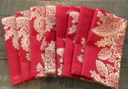 Set of 8 Crate and Barrel MARIMEKKO TAMBURIINI RED 21” x 21” Cloth Napkins—NEW