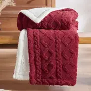 Sherpa Blanket Twin Size - Twin Blanket Fuzzy Soft Twin (60" x 80") 08 - Red