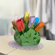 Colourful Tulips in Posy Box 3D Pop Up Card