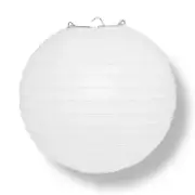 24" White Round Paper Lantern, Even Ribbing, Hanging Decoration