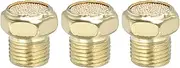 uxcell 1/8" PT Brass Pneumatic Muffler, 3 Pcs Flat Sintered Exhaust Air Compressor Muffler Filters Solenoid Valve Fitting for Valves Cylinders Oil Tanks Air Tools, Golden