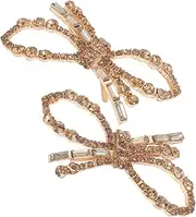 [ROMISBABA] 1 Pair Elegant Rhinestone Bowknot Shoe Clips Decorative Embellishments for Flats Boots Easy to Install Durable Accessories for Weddings Parties Light with Smoky Stones