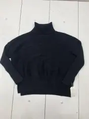Lillusory womens Black Ribbed Turtle Neck Sweater Size Medium