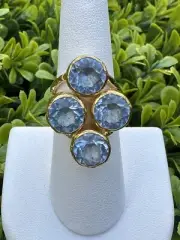 The Gilded Quad Blue Stone Ring