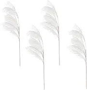 Pampas Grass 4PCS 43 Inch Artificial Tall Pampas Grass with 4 Stems Fluffy Faux for Floor Vases Weddings Parties Farmhouse Home Decor Milky White