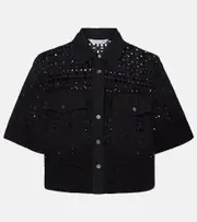 [Veronica Beard] Veronica Beard Spruce embroidered cotton shirt AU 12 black