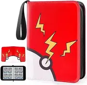Trading Card Albums,Collectible Trading Card Protective Sleeves,Card Binder 4-Pocket,400 Pockets Card Case Holder for TCG, Sports Card (Red)