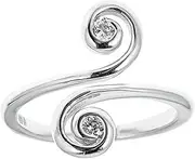[Ritastephens] Sterling Silver Swirl Cubic Zirconia Crossover Ring or Toe Ring