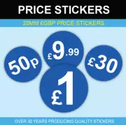 £ Bright Blue Price Stickers - 20mm