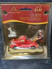 Christmas Figurine Holiday Time Old Red Pick Up Truck 2005 Retro Collection NOS