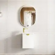 410*540*260mm Mini Ensuite Timbergrain Matt White Fluted Wall Hung Vanity