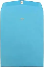 JAM PAPER 10 x 13 Open End Catalog Colored Envelopes with Clasp Closure - Blue Recycled - Bulk 500/Box