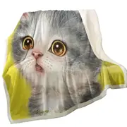 Adorable Staring Grey Kitty Cat Throw Blanket