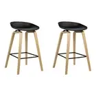 2x Bar Stools Wooden Modern Kitchen Dining Furniture High Back Adjustable -BKX2