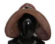 Dolce&Gabbana Women Brown Floppy Straw Hat Cellulose Floral Wide Brim Cap 58cm M