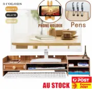 Wooden Monitor LED LCD Computer Stand Riser Desktop Holder File Storage Drawer