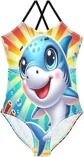 [RPLIFE] Cute Dolphin Big Eyes Girls Swimsuit One Piece, 3-10T Summer Swimsuits Girls Beach Apparel, Cute Dolphin Big Eyes, 3 Years
