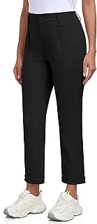 [MoFiz] Women's Golf Pants Stretch Work Ankle Pant Elastic Waist Business Dress Pant with Zipper Pockets for Casual Travel Wear