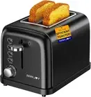 Black Toaster 2 Slice, Extra Wide Slot Toaster for Bagels, Bread, Waffles, 7 Sha