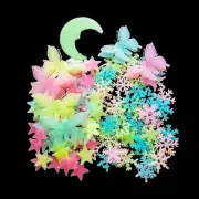 307 Pcs Glow in Dark Stars,Moon,Snowflake and Butterfly- Bright Multicolor Wa...