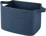 OIAHOMY Storage Basket for Shelves, Woven Cotton Rope Baskets for organizing Storage Bins for Toys,Towel Basket - 13"×9.85"×8.7", Blue