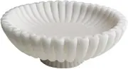 ARTRHYT Large Decorative Bowl - White Scalloped Decorative Fluted Bowls for Home Decor - Organic Modern Home Decor Bowl - Concrete Ruffle Decor