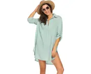 Women's Swimsuit Beach Cover Up Shirt Bikini Beachwear Bathing Suit Beach Dress - Light Green