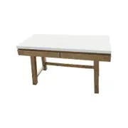 Stony 140cm Computer Writing Desk with Concrete Top - White