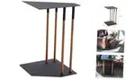 Home Plain Metal and Wood Sliding Sofa C Table End Table Coffee Tray Black