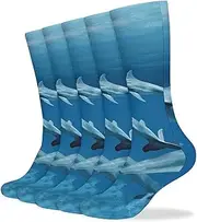 [NQHJT] Dolphins Blue Socks for Women Men Breathable Boot Socks Warm Calf Socks for Hiking Work, Style, One Size, Style, One size