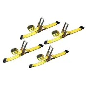 4 Pack 3" x 30' Ratchet Strap w/ Flat Hooks Flatbed Truck Trailer Tie Down Strap
