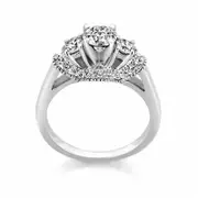 1.50 CT. T.W. Certified Natural Diamond Three Stone Engagement Ring in Solid 14K White Gold (I/SI2)