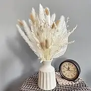 Pampas Grass Dried Flowers Bouquet Pretty Artificial Bunch With Natural Palm Spear White Bunny Tails For Cakes Decor DIY Wreath Crafts Resin Home Wedding (53Pcs White), 10