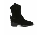 Claudina Cowgirl Suede Boots - Black