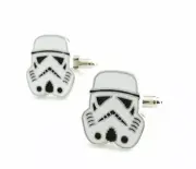 Star Wars Stormtrooper Cufflinks Steel Head Helmet Cuff Links White Black Silver