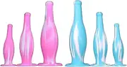Wine Bottle Silicone Anal Dilator Dildo Butt Plug Color Mix Anal Plug Prostate Massage Anal Dildos Masturbator for Women Men(Blue,S)