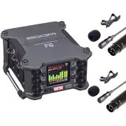 Zoom F6 6-Input Multi-Track Field Recorder with 2x Wired XLR Lavalier Microphone