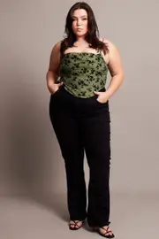 Green Ditsy Cami Top Sleeveless Corset
