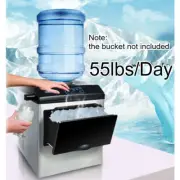 2 In 1 Stainless Steel Electric Automatic lce Maker Ice Cube Machine 55lbs/Day
