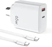 65W GaN Dual USB C Charger,2-Port Wall PD Charger AU Plug, 45W/30W/25W/18W Compatible with iPhone16/15/14,Samsung S24/S23/S22,MacBook Pro,iPad Pro,Switch,Pixel and More,PPS Wall Charger