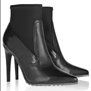 $575 TIBI VERA POINTED TOE STILETTO ANKLE BOOT SOCK BOOTIE LEATHER 39 1/2 NIB