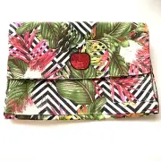 Notebook Case 17” Laptop Flowers Pink Apple Pockets Handmade Cushioned