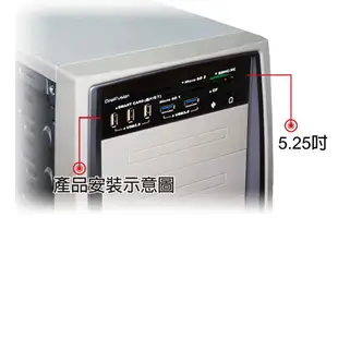 伽利略 5.25吋多介面整合器 (ATM讀卡機 / USB 2.0 + 3.0 HUB / AUDIO) RHU03