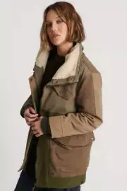 NEW OneTeaspoon ONE TEASPOON Womens Khaki Patchworked Defender Coat - Khaki