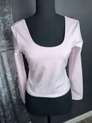 Oasis Twist Built-In Bra Long-Sleeve Top | Size Medium Color: Soft Pink NWT