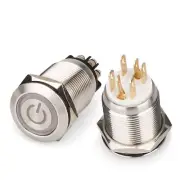 19mm Stainless Steel IP65 Power Push Button Switch,Power Symbol+Ring LED CE RoHS