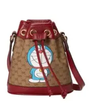 Gucci x Doraemon Mini Bucket Bag GG Supreme Monogram Coated Canvas Manga