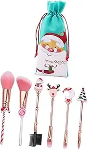 TOVINANNA 6pcs Cosmetics Brush Foundation Brush Cartoon Face Powder Brush Makeup Brush Cartoon Xmas Powder Brush Artificial Fiber